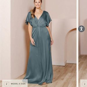 Revelry Eucalyptus Satin Bridesmaid Dress